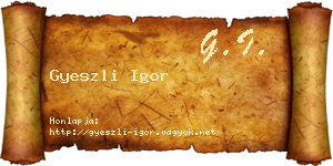 Gyeszli Igor névjegykártya